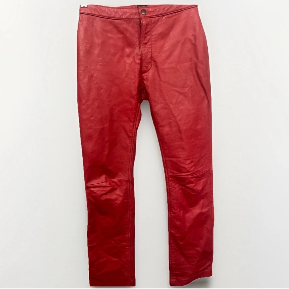 Rare Vintage Y2K Steve Madden red 100 % leather pants in size 0.